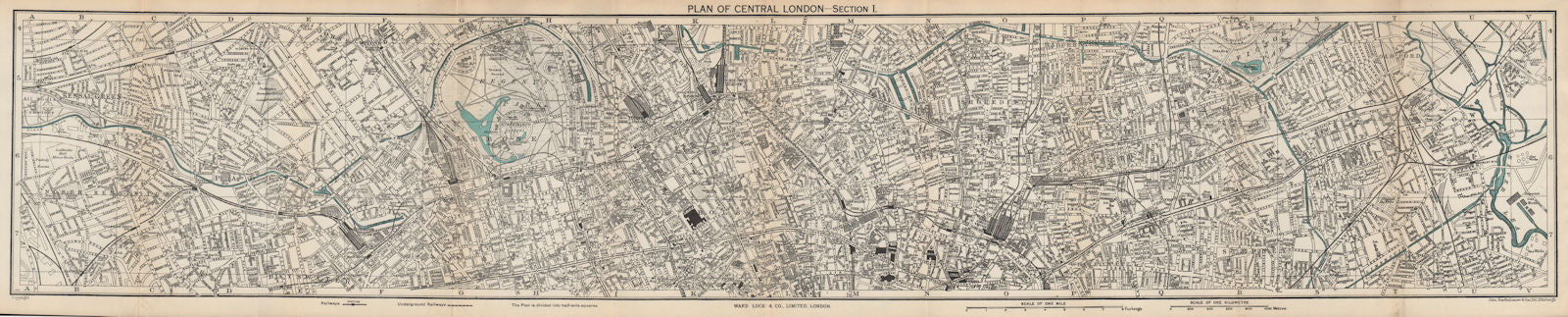 CENTRAL LONDON-SECTION I vintage town/city plan. London. WARD LOCK 1953 map